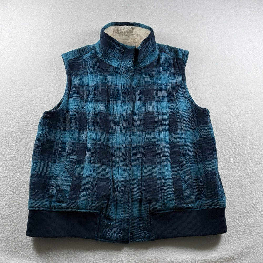 Women's Sherpa Lined Vest XL Blue Flannel‎ Covington Outdoor Winter Lumberjack